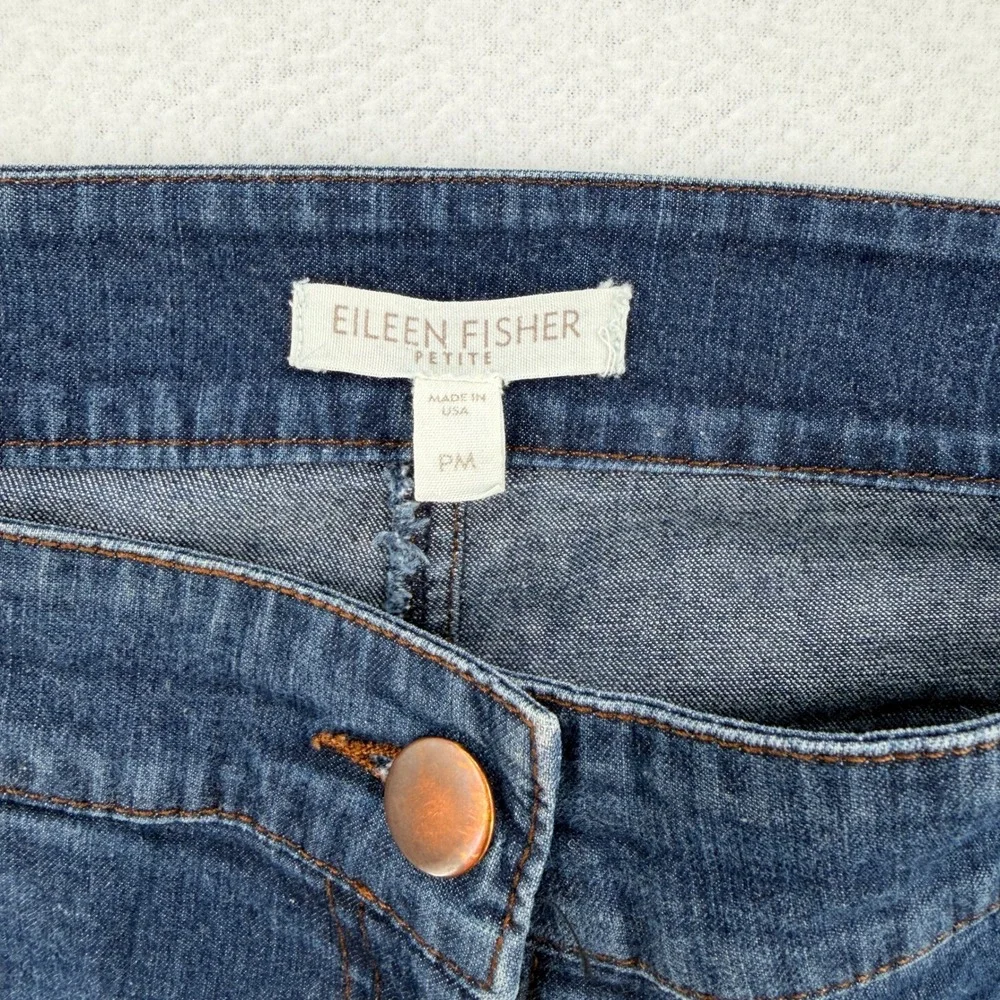 Eileen Fisher Petite Medium Wash Wide Leg Crop Jeans Blue PM Made in USA Comfy